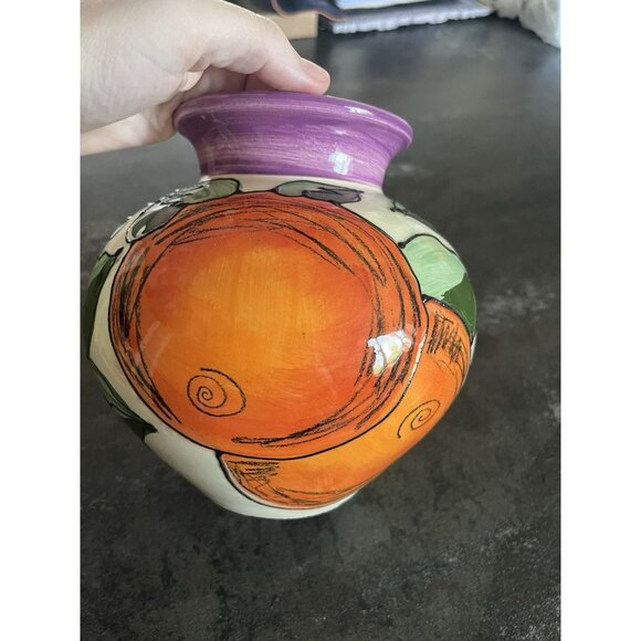 Lygia Dubin Small Colorful Fruit Vase Pottery One Of A Kind Handmade - Picture 8 of 10